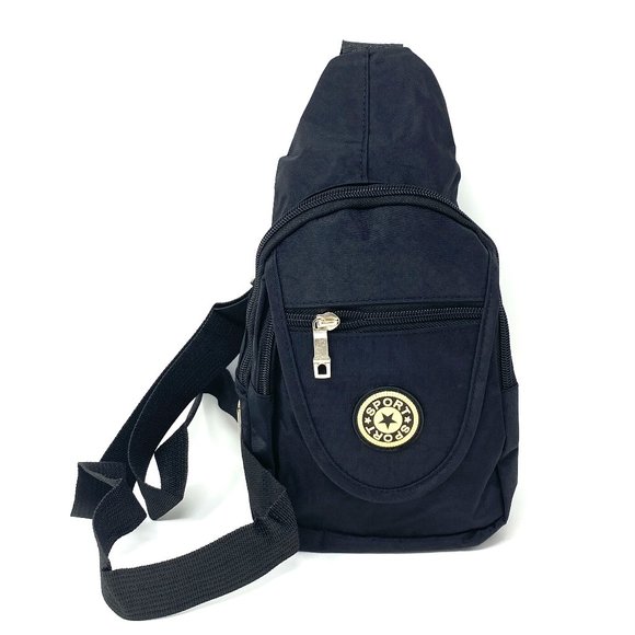 💖MEGA SALE💖Messenger Bag Polyester 3 Zip Pockets Black Unisex - Picture 2 of 5